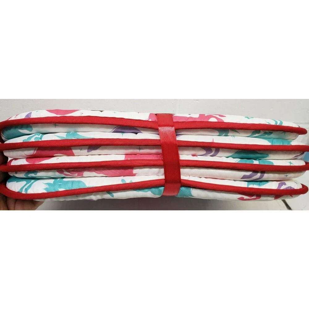 Set of 4 CHAIR PADS CUSHIONS with red tiess, 15